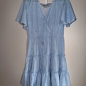 SHEIN Light Blue Floral Midi Dress